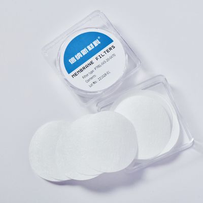 গুণ  Hydrophobic Polytetrafluoroethylene PTFE Membrane Disc Filter 0.45µm 25mm Dia কারখানা